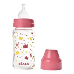 BÉABA Biberons Et Accessoires>Biberon Verre Col Large 240Ml Crown Pink