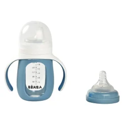 BÉABA Couverts, Vaisselle Et Bavoirs>Biberon Verre D'Apprentissage 210 Ml Windy Blue