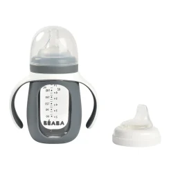 BÉABA Couverts, Vaisselle Et Bavoirs>Biberon Verre D'Apprentissage 210 Ml Mineral Grey