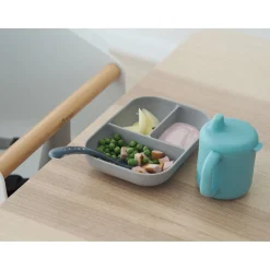 BÉABA Couverts, Vaisselle Et Bavoirs>Coffret D'Apprentissage Silicone + Tasse Blue