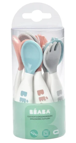 BÉABA Couverts, Vaisselle Et Bavoirs>Lot 10 Couverts Ergonomiques 2Eme Age Blue/Pink