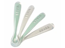 BÉABA Couverts, Vaisselle Et Bavoirs>Lot 4 Cuilleres 1Er Age Silicone Velvet Grey / Sage Green