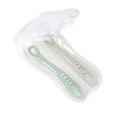 BÉABA Couverts, Vaisselle Et Bavoirs>Lot De 2 Cuilleres 2Eme Age Silicone Avec Boite De Transport