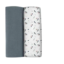 BÉABA Emmaillotage>Lot De 2 Langes Xxl En Coton Stormy Weather/Spring Flower