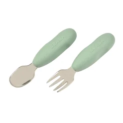 BÉABA Couverts, Vaisselle Et Bavoirs>Lot De 2 Pre-Couverts Inox Sage Green