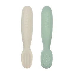 BÉABA Couverts, Vaisselle Et Bavoirs>Lot De 2 Pre-Cuillere Silicone Sage Green / Velvet Grey