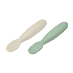 BÉABA Couverts, Vaisselle Et Bavoirs>Lot De 2 Pre-Cuillere Silicone Sage Green / Velvet Grey