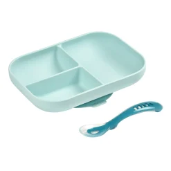 BÉABA Couverts, Vaisselle Et Bavoirs>Set Repas Silicone Avec Ventouse Blue