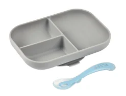 BÉABA Couverts, Vaisselle Et Bavoirs>Set Repas Silicone Avec Ventouse Grey