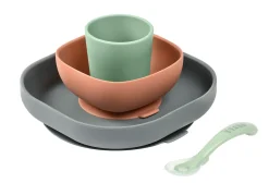 BÉABA Couverts, Vaisselle Et Bavoirs>Set Vaisselle Silicone 4 Pieces Mineral