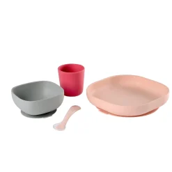 BÉABA Couverts, Vaisselle Et Bavoirs>Set Vaisselle Silicone 4 Pieces Pink