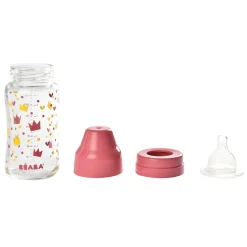 Biberon Verre Col Large 240Ml Crown Pink*BÉABA Best