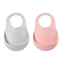 Lot De 2 Bavoirs Silicone Light Mist/Old Pink*BÉABA Sale