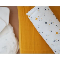 Lot De 2 Langes Xxl En Coton Honey Yellow/Starry Night*BÉABA Sale