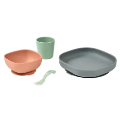 Set Vaisselle Silicone 4 Pieces Mineral*BÉABA Hot